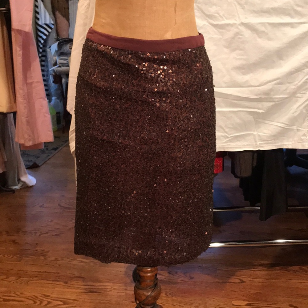 J. Crew burgundy sequined pencil skirt